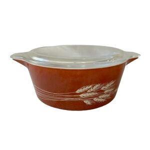Vintage Pyrex Corning Autumn Harvest Wheat Casserole Dish 2.5L with Lid